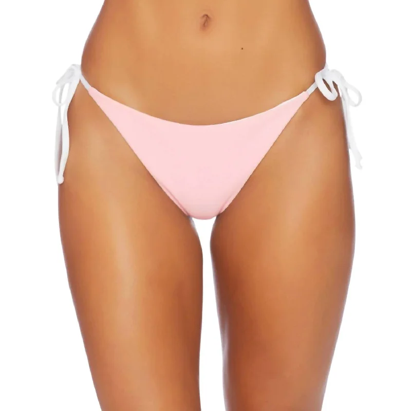 Women's Travel Attire Color Blocked Reversible Side Tie Bikini Bottom In Pink