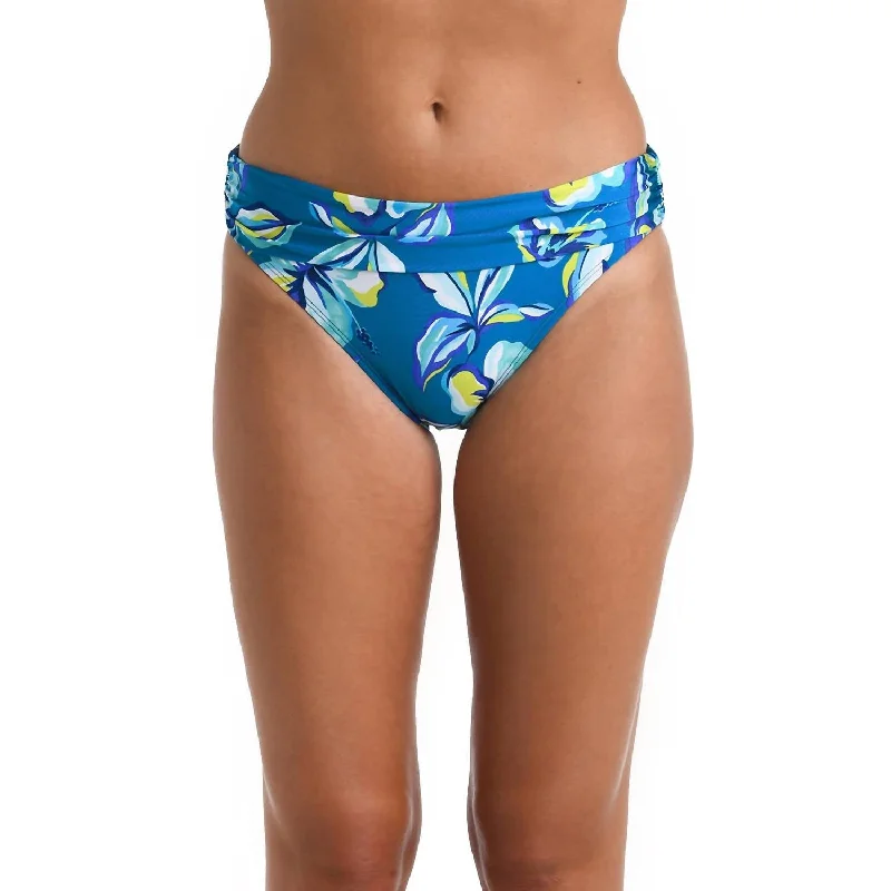 Women's Contemporary Apparel Shirred Band Hipster Bikini Bottom In Fiji Tropics Ocean Women's Contemporary Apparel Shirred Band Hipster Bikini Bottom In Fiji Tropics Ocean