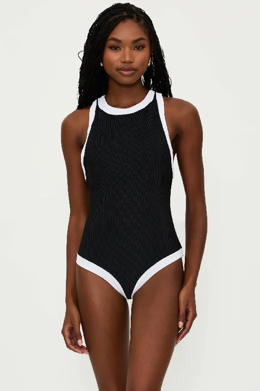 Affordable Luxury Women's Apparel Steph One Piece Black & White