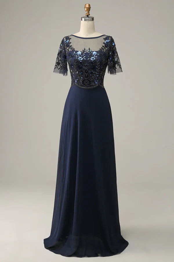 Women's Relaxed Clothes Bead work Sequin Appliques Mother Of Bride Dress