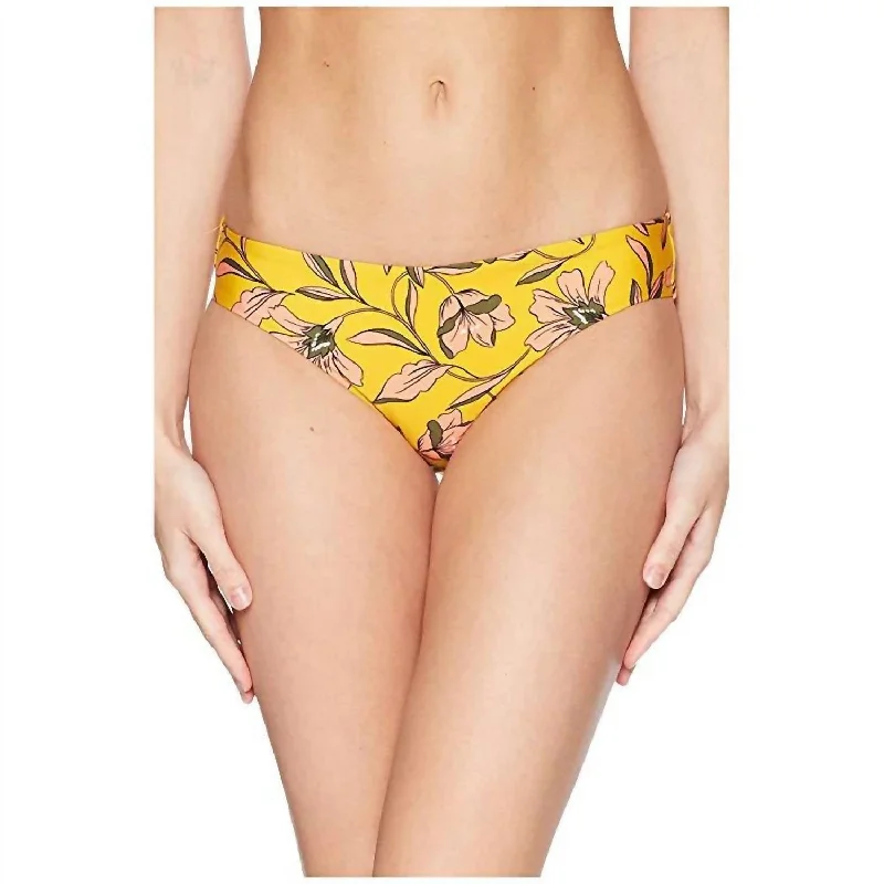 Women's Floral Print Outfit Retro Bikini Bottom In Golden Girlie