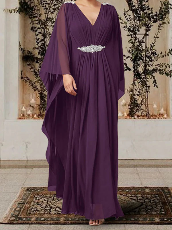 Subtle Sophistication Mother Of The Bride Dresses A-Line V-Neck With Rhinestones