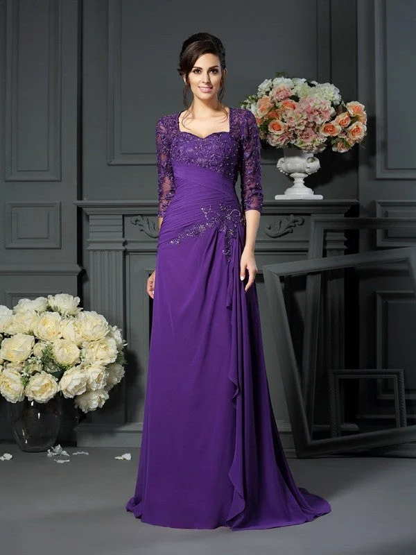 Chic Trend Collection A-Line/Princess Sweetheart Applique 1/2 Sleeves Long Chiffon Mother of the Bride Dresses Chic Trend Collection A-Line/Princess Sweetheart Applique 1/2 Sleeves Long Chiffon Mother of the Bride Dresses