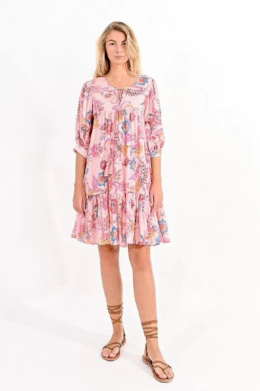 Women's Plus-Size Apparel Molly Bracken Loose Fitting Pink Alba Dress