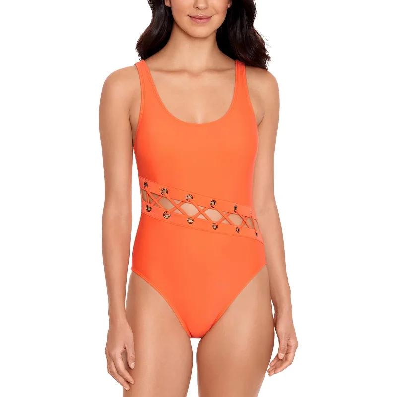 Women's Contemporary Apparel Womens Removable Padding Laceup One-Piece Swimsuit