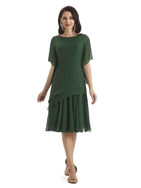 Season Sale Modern A-line Chiffon Half Sleeves Knee Length Short Mother of The Bride Dresses Season Sale Modern A-line Chiffon Half Sleeves Knee Length Short Mother of The Bride Dresses