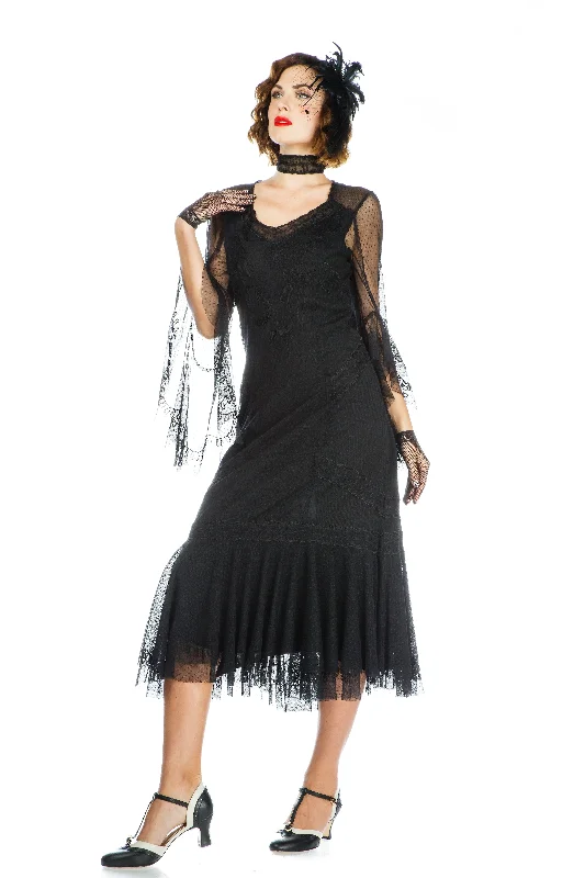 Stylish Loungewear for Women 1920s Vintage Style Dress in Black by Nataya