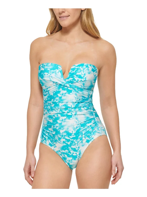 Timeless Women's Apparel Womens Printed V-Notch One-Piece Swimsuit