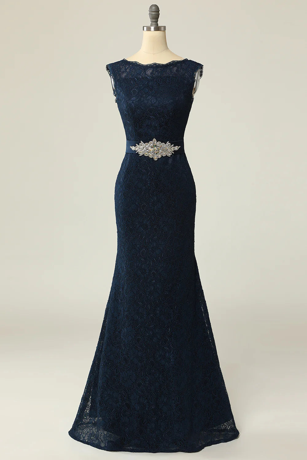Unleash Your Fashion Navy Lace Sheath Mother Dress