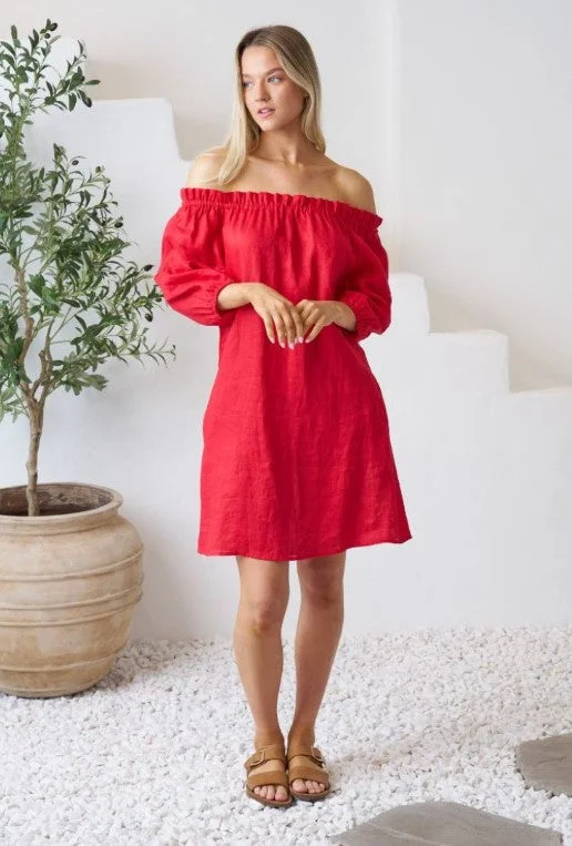 Budget-Friendly Fashion Marsh Hot red linen dress