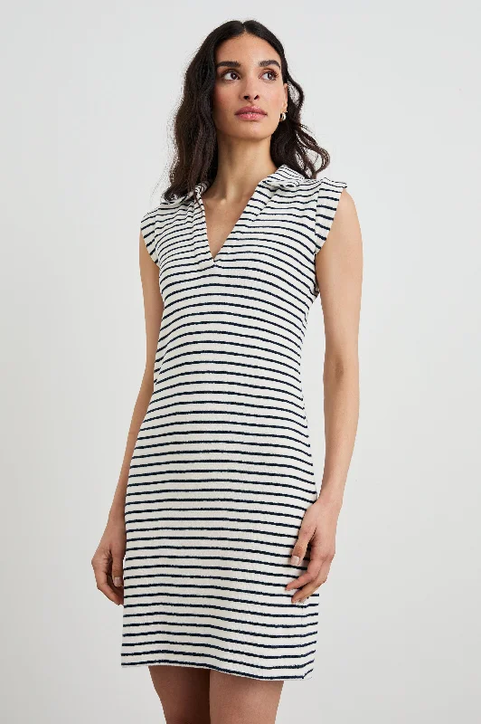 Fashionable Women's Wardrobe AMIRA DRESS - SAILOR STRIPE TERRY TOWEL