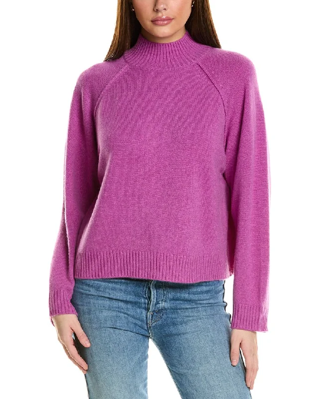 Women's Effortless Casual Outfit Collaboration Serena Boxy Mock Neck Cashmere Sweater