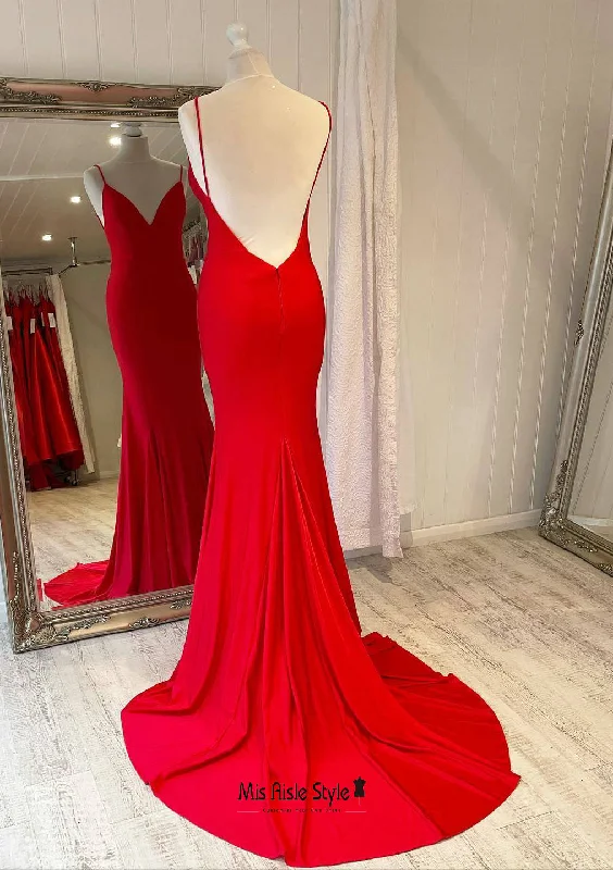 Wardrobe Essentials Sexy Back Fit and Flare Red Pageant Dress