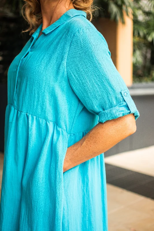 Shop Smart, Save More Before The Sale Ends Dress blue with collar and sleeve