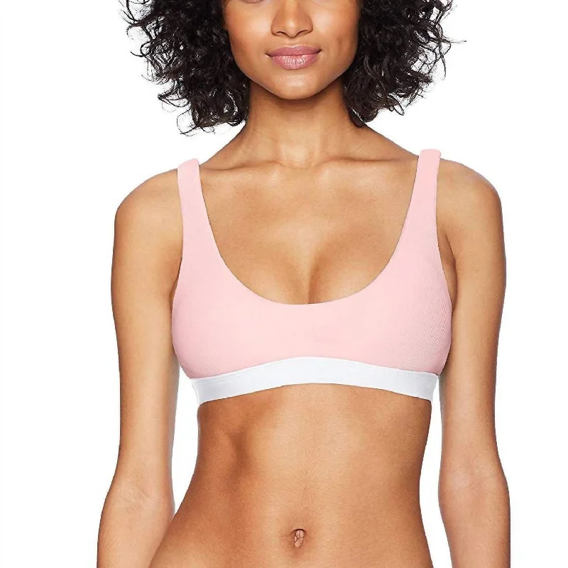 Formal Attire For Women Color Blocked Sport Bra Bikini Top In Pink