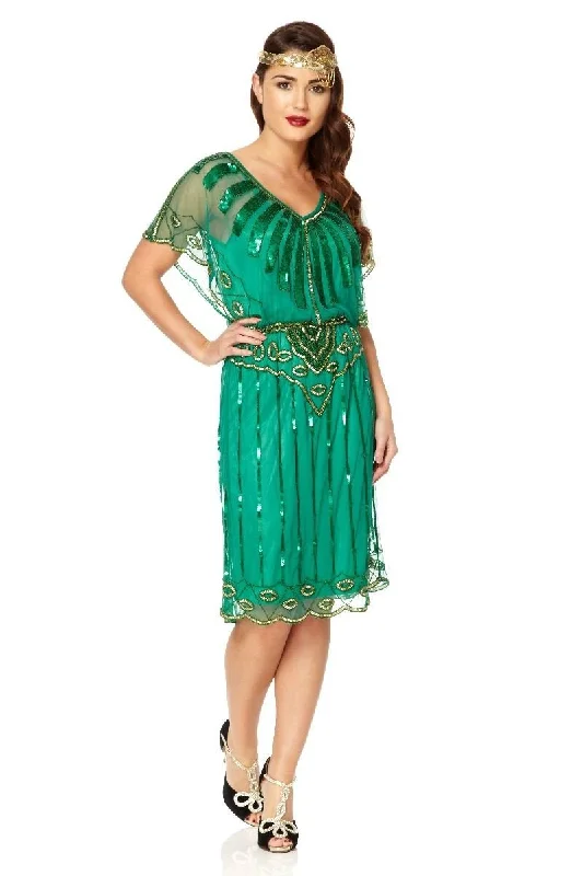 Trend Forward Threads Roaring Twenties Inspired Dress in Green