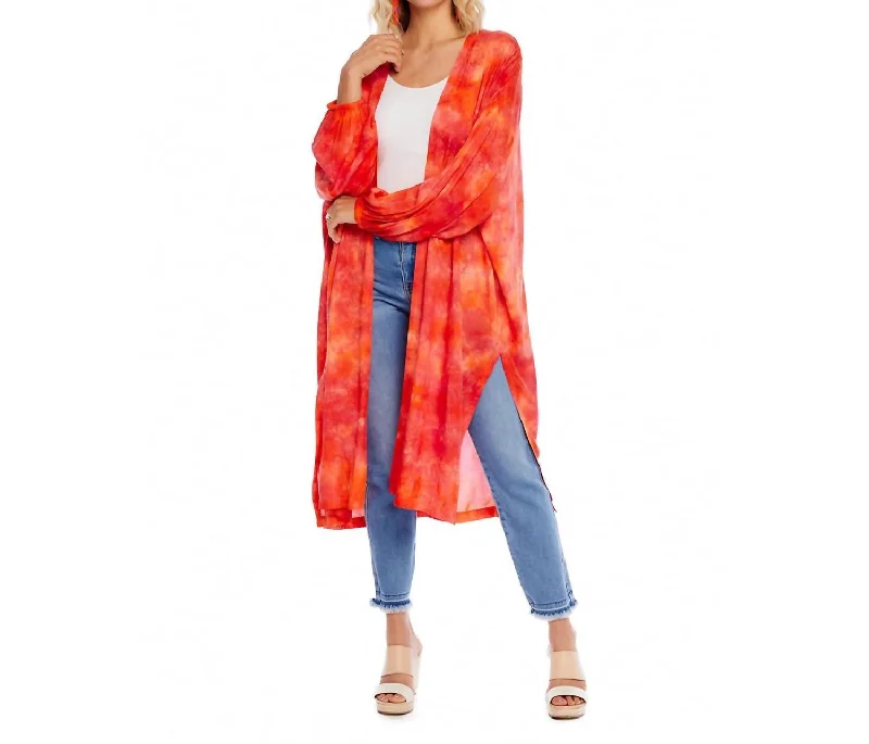 Women's Stylish Professional Apparel Tuscany Kimono Cover Up In Coral