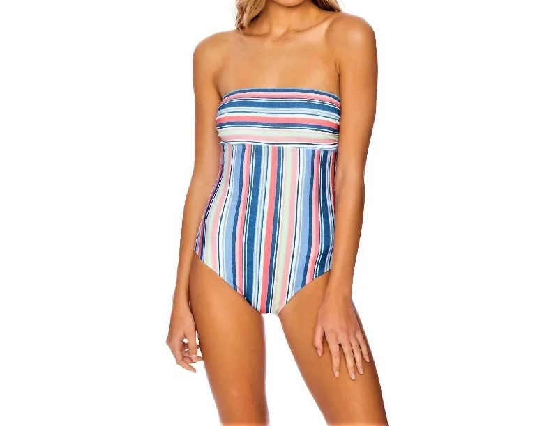 Vintage-Inspired Garments Bandeau One Piece Swimsuit In Holding Pattern Multi