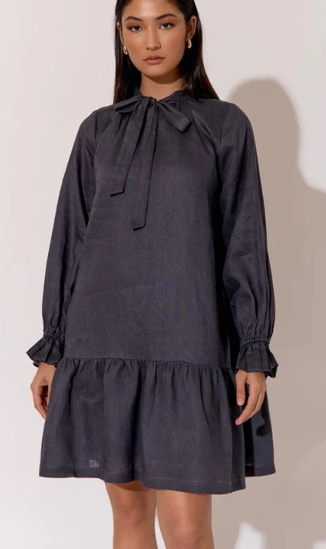 Casual Chic Clothing Ivy Linen dress charcoal