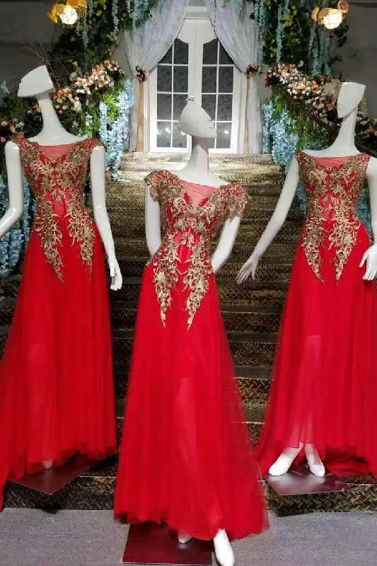 Women's Clothing Sets Sister Red Princess Dresses A-Line Lace Up Scoop Neck Gold Appliques Women's Clothing Sets Sister Red Princess Dresses A-Line Lace Up Scoop Neck Gold Appliques