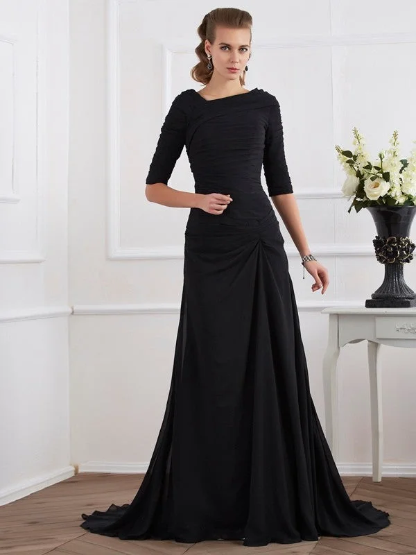 Unbeatable Prices A-Line/Princess 1/2 Sleeves Pleats Long Chiffon Dresses
