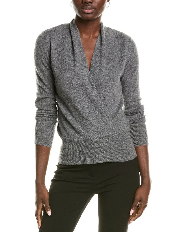 Women's Outfit For The Office sofiacashmere Modern Faux Wrap Cashmere Sweater