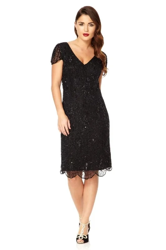 Vintage Style Clothing Sale 1920 Style Beaded Dress in Black