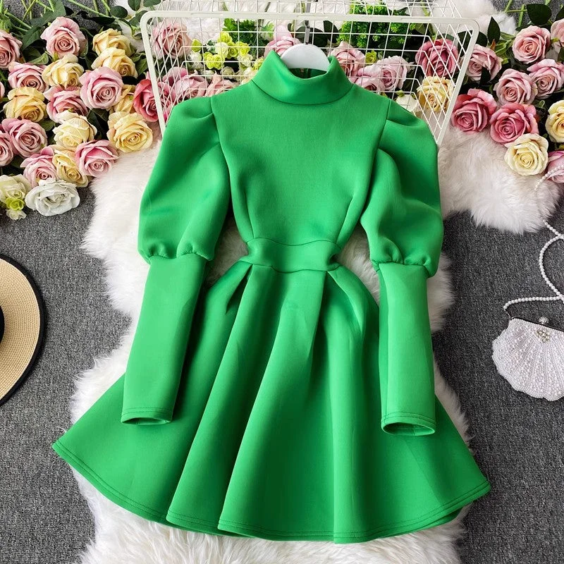 Score The Best Deals Before Monday Dress for women puff sleeves A-line skirt      S4266