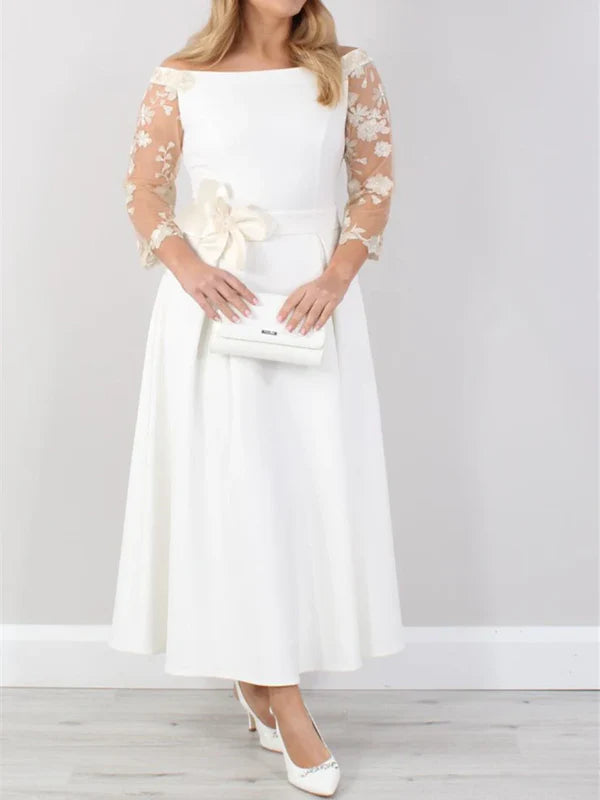 Classic Timeless Elegant Style A-Line Ankle Length With Lace Sleeves Mother Of The Bride Dresses