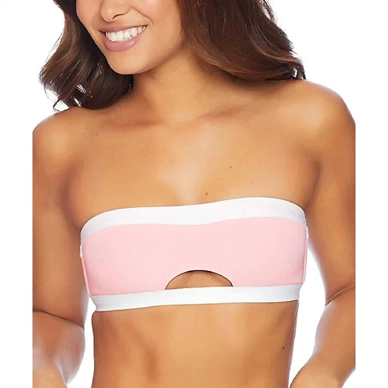 Women's Trendy Casual Outfit Color Blocked Bandeau Bikini Top In Pink