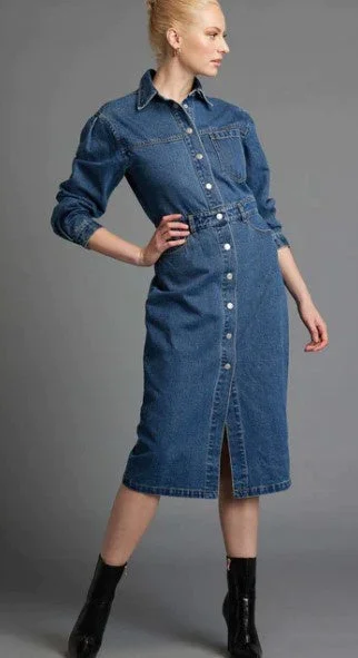 Women's Plus-Size Attire Denim L/s dress