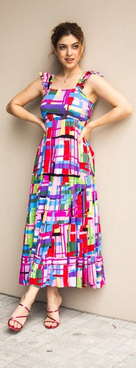 Stock Up And Save Before The Sale Ends Multicoloured shirring dress