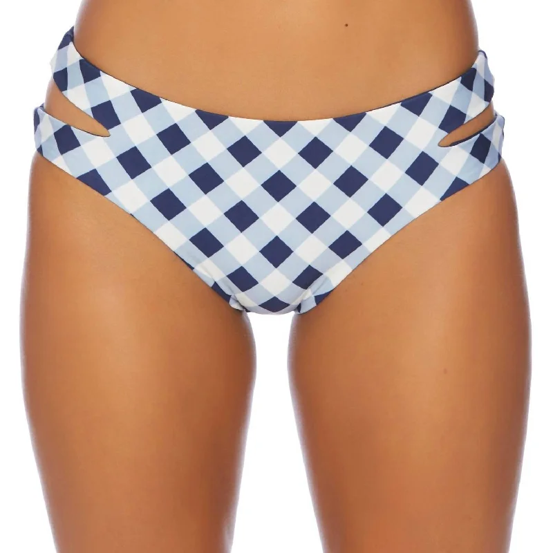Women's Festive Attire Reversible Keyhole Bikini Bottom In Breaking Plaid Navy