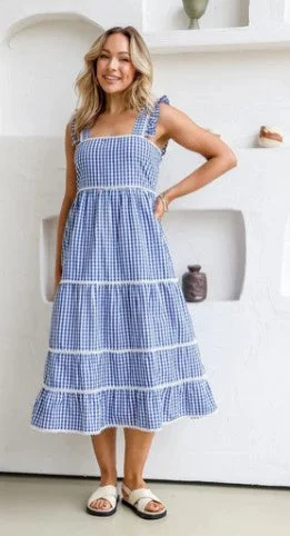 Must-Have Clothing Styles Now At Incredible Discounts GINGHAM BLUE DRESS