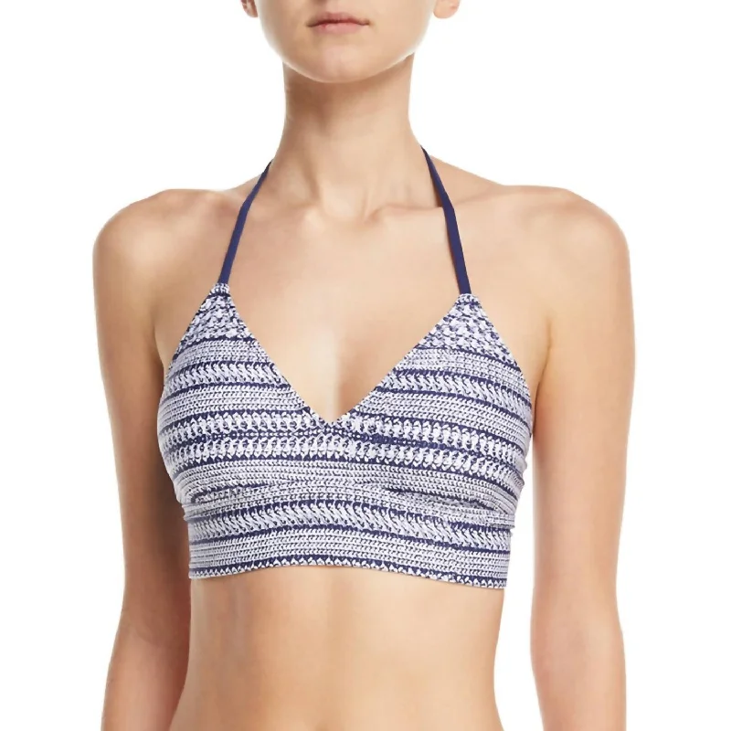 Women's Comfortable Garments Crop Bikini Top In Nautical By Nature Navy