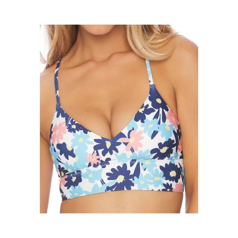 Women's Vintage-Inspired Outfit Crop Bra Bikini Top In Room To Bloom Multi