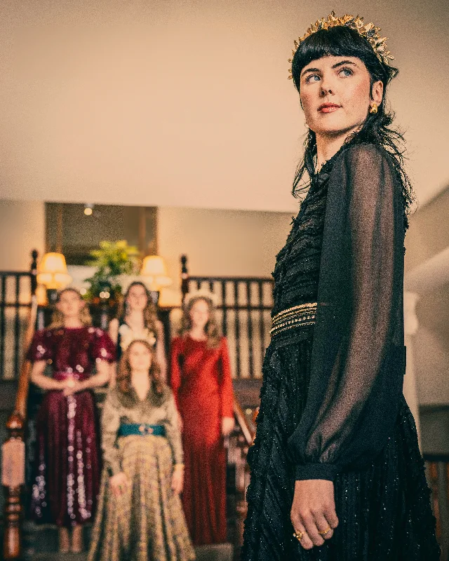 Sophisticated Outfits Sara Roka Long Sherisse Black Dress