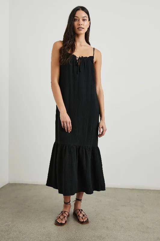 Edgy Fashion MARSEILLE DRESS - BLACK GAUZE