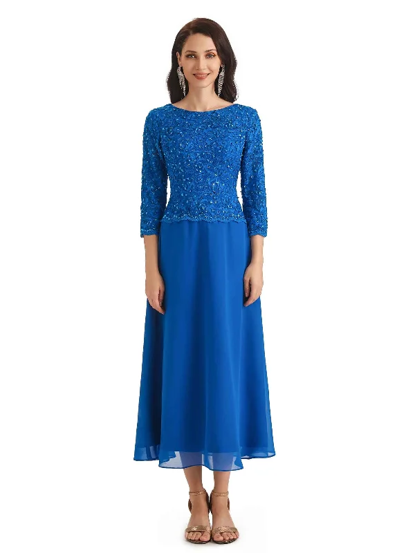 Nordic Minimalist Home Look Elegant A-Line Chiffon Lace 3/4 Sleeve Short Groom of The Bride Dresses Nordic Minimalist Home Look Elegant A-Line Chiffon Lace 3/4 Sleeve Short Groom of The Bride Dresses