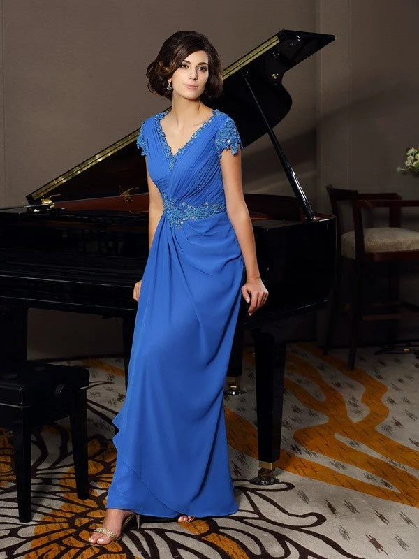 Women's Outfit A-Line/Princess V-neck Beading Applique Short Sleeves Long Chiffon Mother of the Bride Dresses Women's Outfit A-Line/Princess V-neck Beading Applique Short Sleeves Long Chiffon Mother of the Bride Dresses
