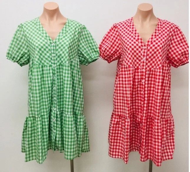 Shop Smart, Save More Before The Sale Ends red check  gingham dress