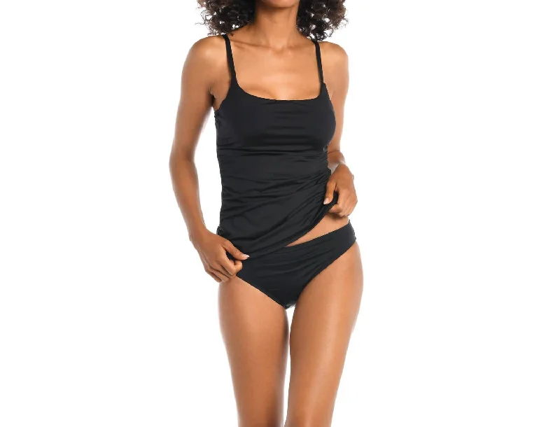Affordable Luxury Women's Apparel Island Goddess Lingerie Strap Tankini Top In Black Affordable Luxury Women's Apparel Island Goddess Lingerie Strap Tankini Top In Black