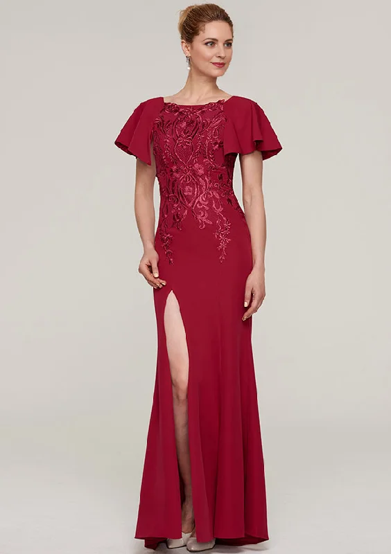 Women's Casual Dresses Sheath/Column Floor-Length Mother of the Bride Dresses With Split Appliqued Women's Casual Dresses Sheath/Column Floor-Length Mother of the Bride Dresses With Split Appliqued