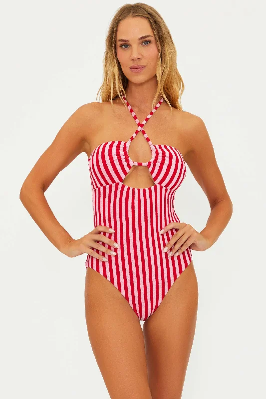 Women's Comfortable Apparel Phoenix One Piece Candy Cane Stripe Terry