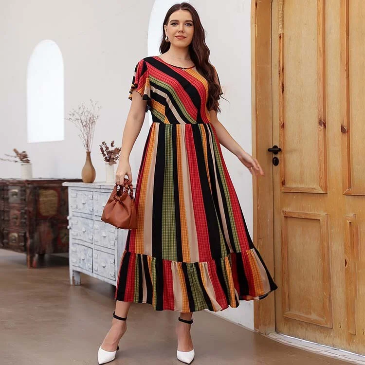 Limited Stock – Hurry Before It'S Gone BerriesJam - O Neck Striped Print Casual Loose Beach Dress Limited Stock – Hurry Before It'S Gone BerriesJam - O Neck Striped Print Casual Loose Beach Dress