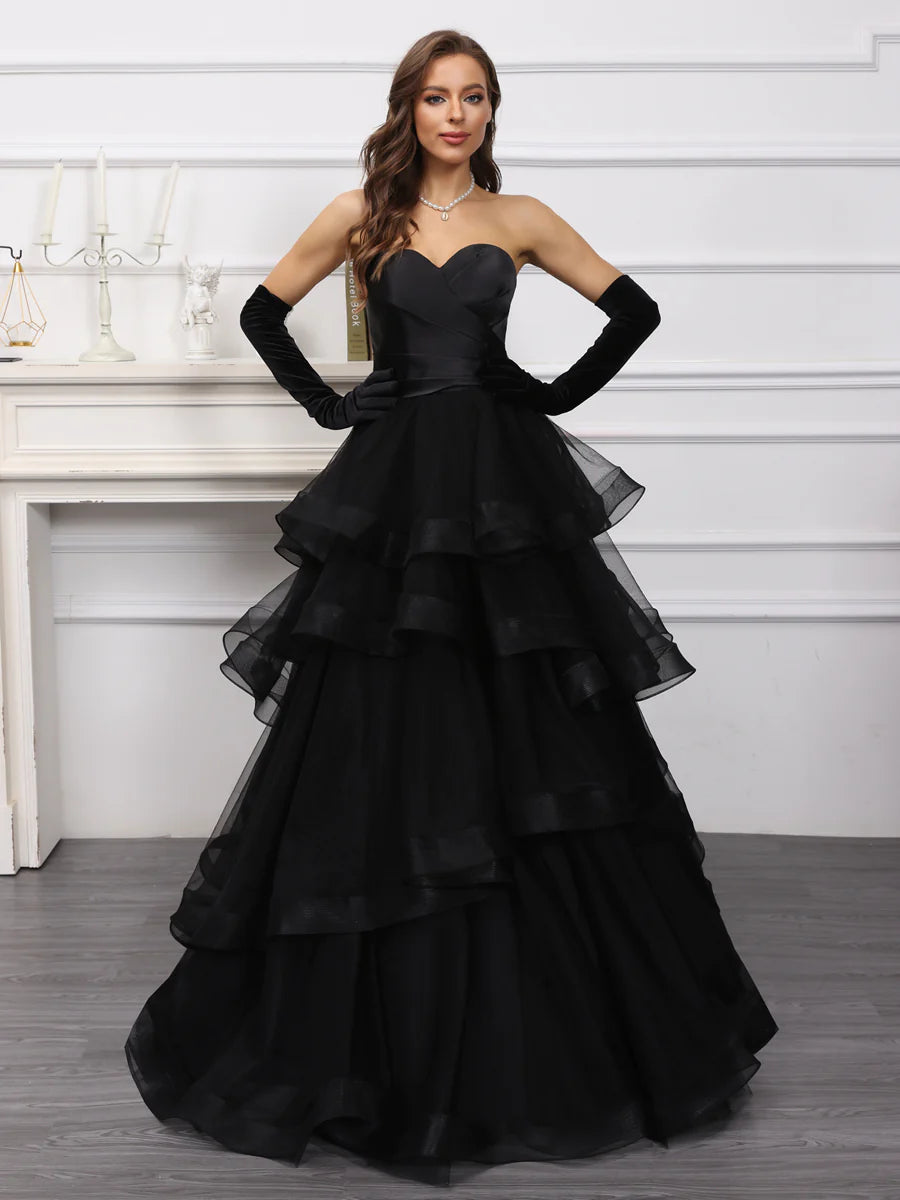 Unleash Your Fashion A-Line/Princess Sweetheart Long Tulle Dresses With Ruffles