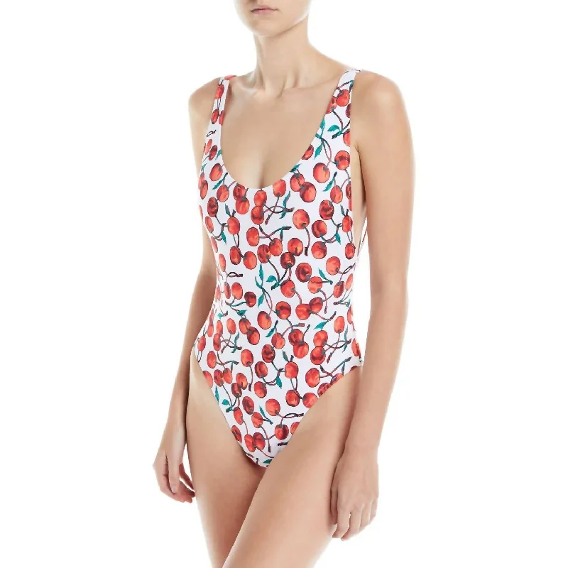 Women's Trendy Outfit Classic Deep Side Scoop Tank One Piece Swimsuit In Cherry Multi Women's Trendy Outfit Classic Deep Side Scoop Tank One Piece Swimsuit In Cherry Multi