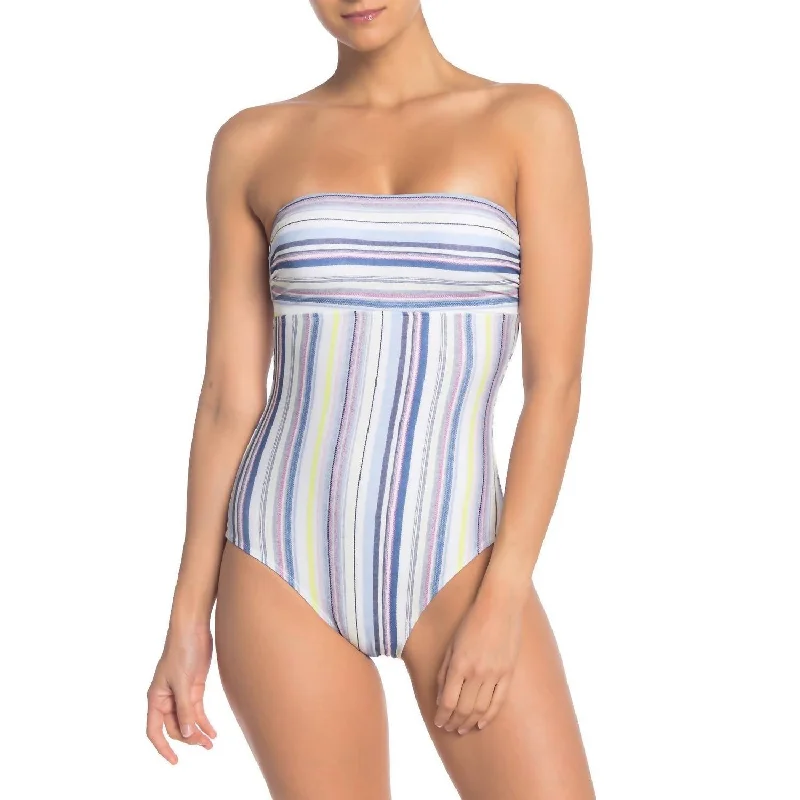 Modern Women's Attire Striped One Piece Swimsuit In Line Of Sight Multi