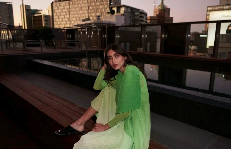 Plus Size Women's Fashion and Clothing Alquema Estrella Dress & Collare Coat - Jade To Wheat