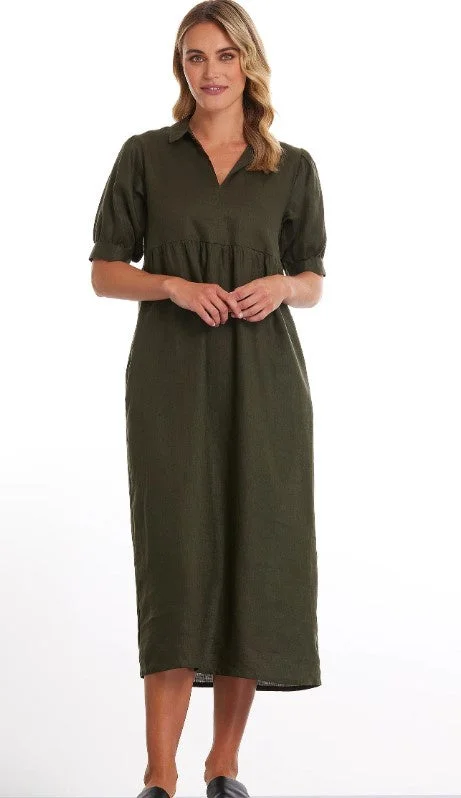 Outfits Ideas Khaki dark linen dress